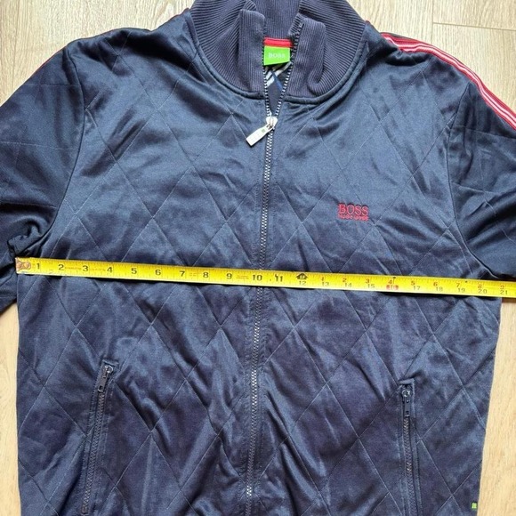 Hugo Boss Green Label stylish Navy Chest Embroidered Striped Track Jacket - Picture 7 of 8